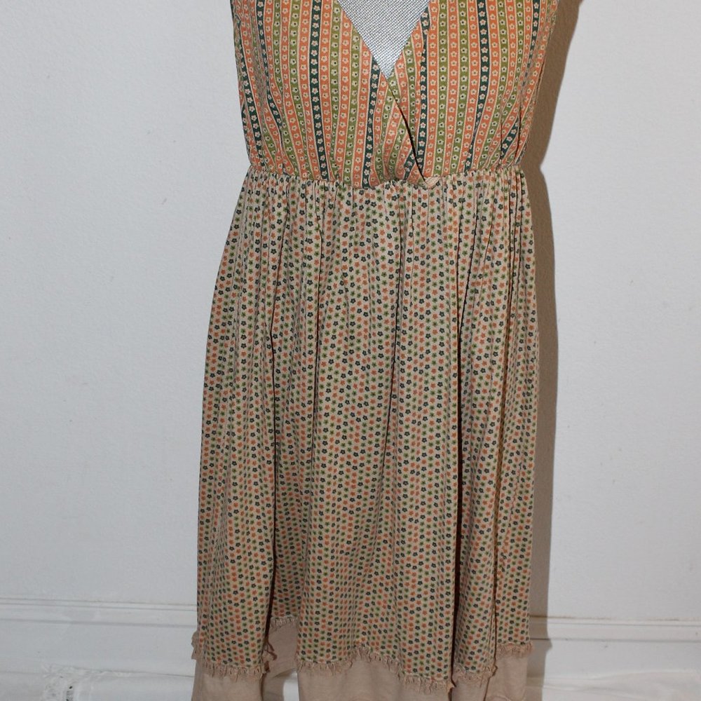 Scrapbook Sleeveless DressTan-Orange-Green Design